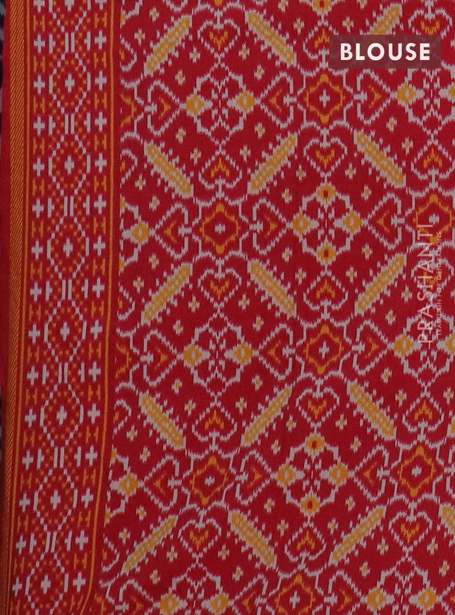 Semi patola saree navy blue and red with allover wevy weaves and simple border