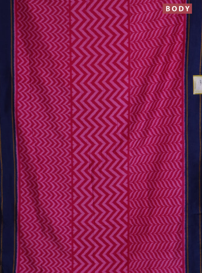 Semi patola saree pink and peacock blue with allover wevy weaves and simple border