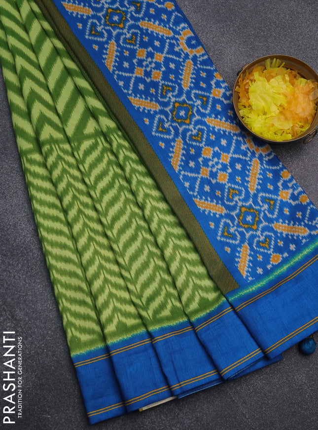 Semi patola saree light green and cs blue with allover wevy weaves and simple border