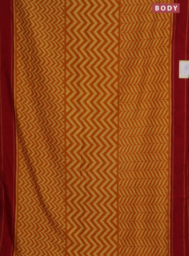 Semi patola saree mango yellow and red with allover wevy weaves and simple border