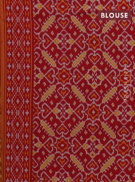 Semi patola saree mango yellow and red with allover wevy weaves and simple border