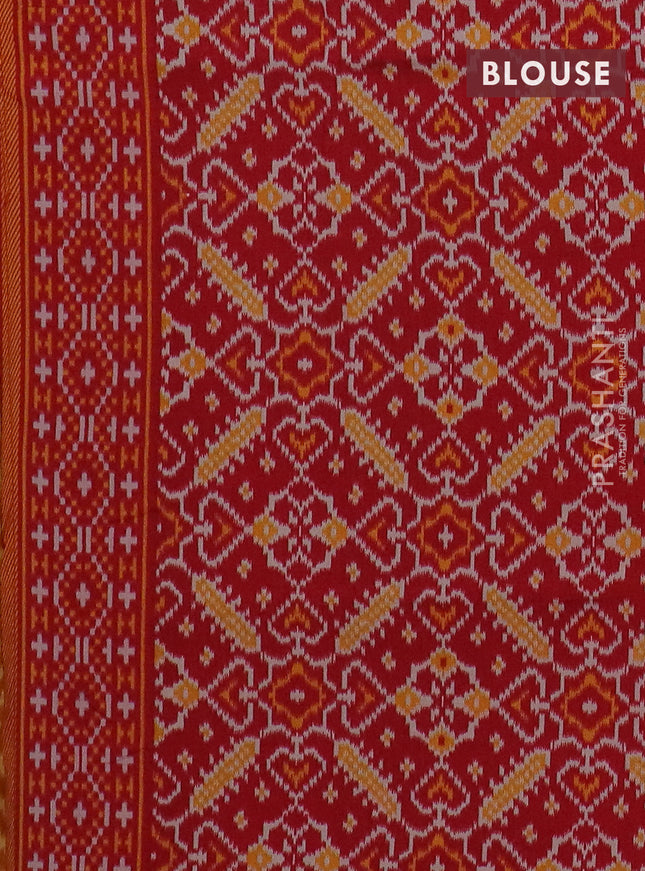 Semi patola saree mango yellow and red with allover wevy weaves and simple border