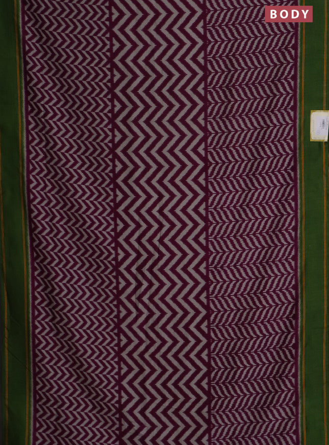 Semi patola saree wine shade and green with allover wevy weaves and simple border