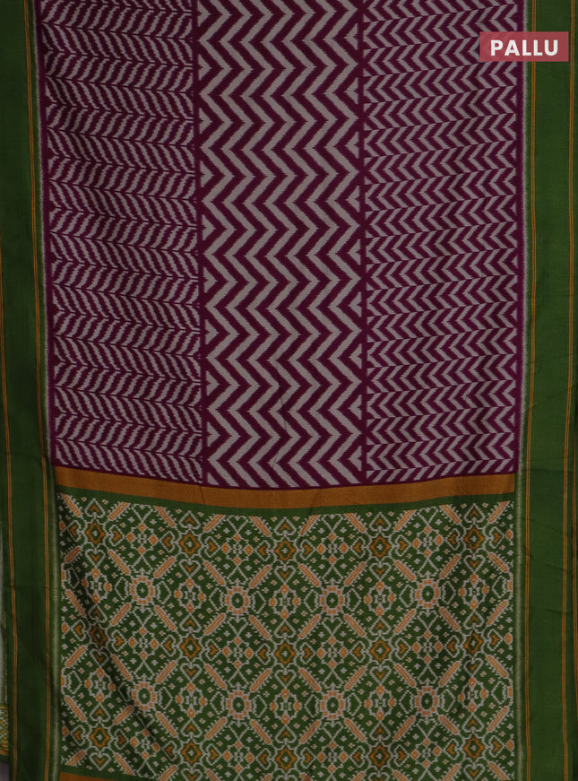Semi patola saree wine shade and green with allover wevy weaves and simple border