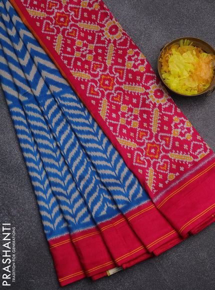 Semi patola saree cs blue and pink with allover wevy weaves and simple border