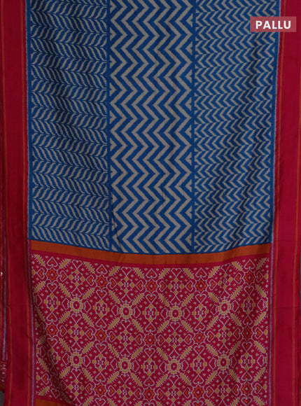 Semi patola saree cs blue and pink with allover wevy weaves and simple border