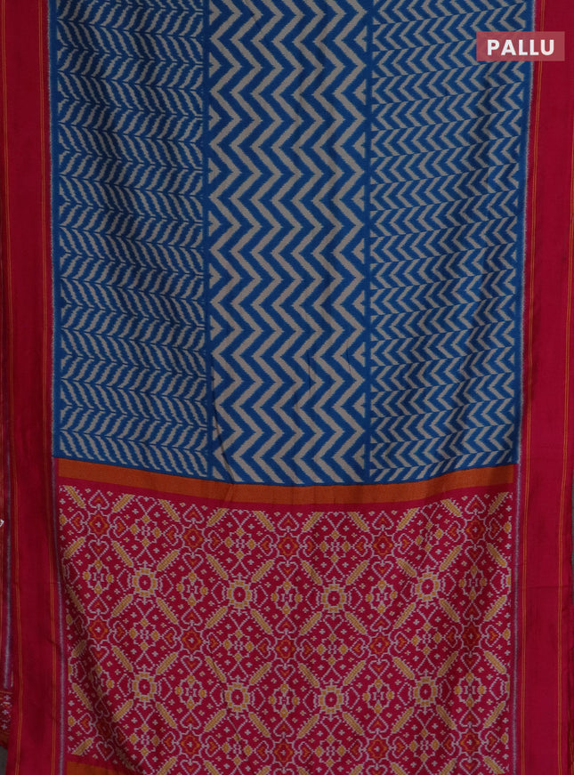 Semi patola saree cs blue and pink with allover wevy weaves and simple border