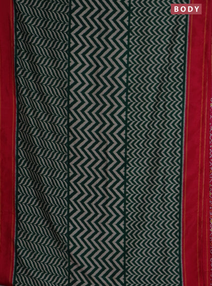Semi patola saree dark green and pink with allover wevy weaves and simple border