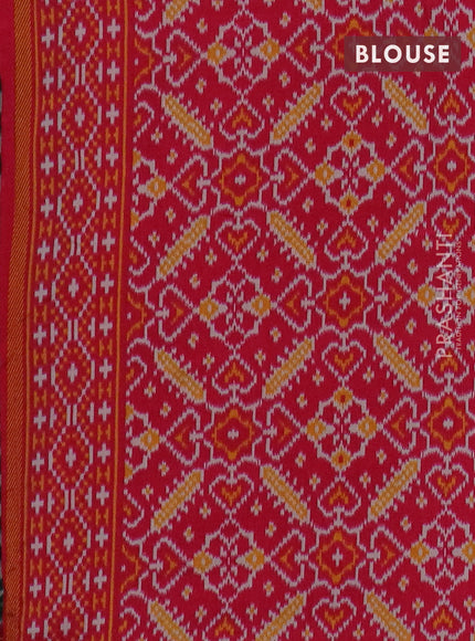 Semi patola saree dark green and pink with allover wevy weaves and simple border