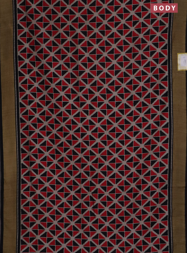 Semi patola saree red and black with geometric weaves and woven border
