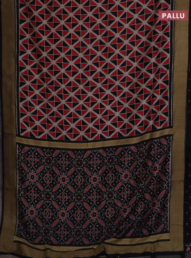 Semi patola saree red and black with geometric weaves and woven border