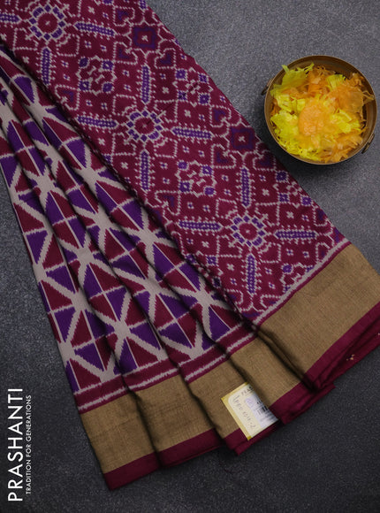 Semi patola saree violet and wine shade with geometric weaves and woven border