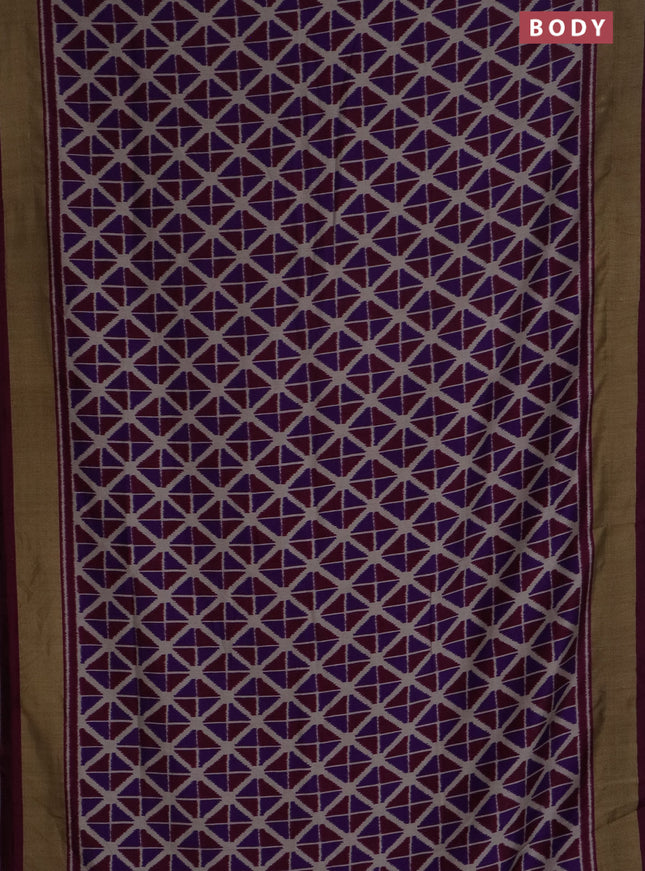 Semi patola saree violet and wine shade with geometric weaves and woven border
