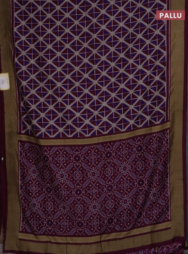 Semi patola saree violet and wine shade with geometric weaves and woven border