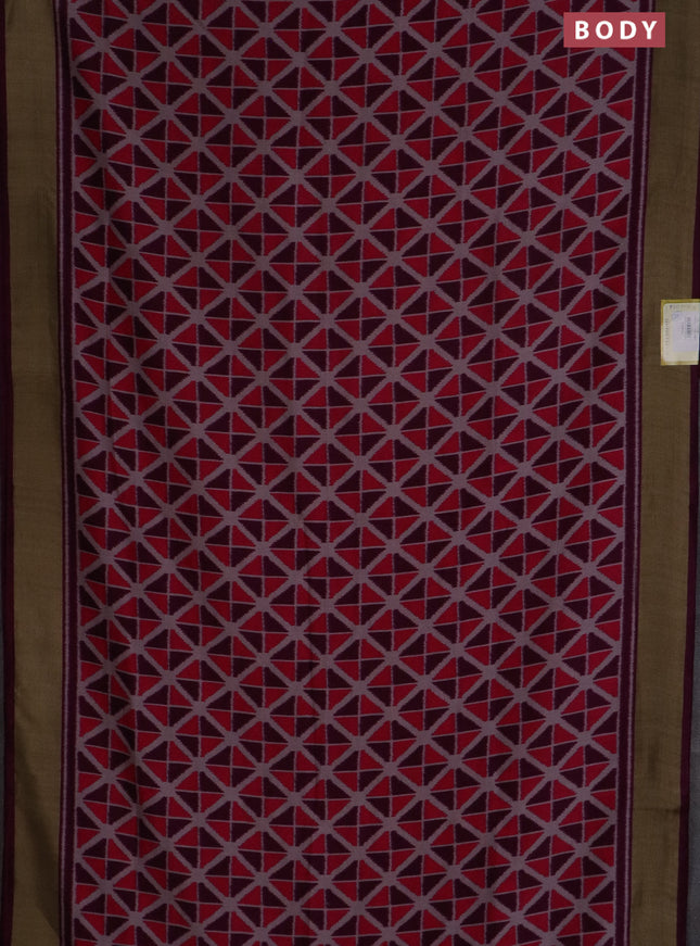 Semi patola saree pink and wine shade with geometric weaves and woven border
