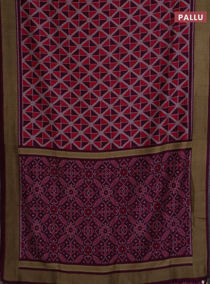 Semi patola saree pink and wine shade with geometric weaves and woven border