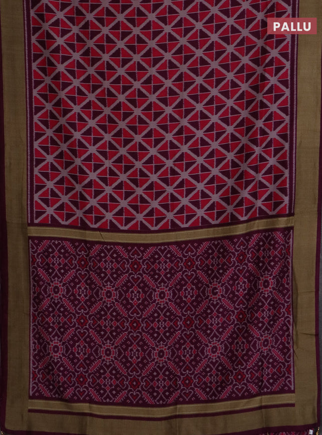 Semi patola saree pink and wine shade with geometric weaves and woven border