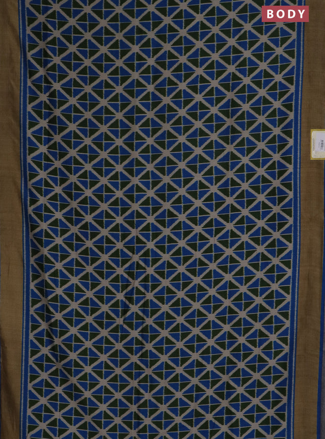 Semi patola saree green and cs blue with geometric weaves and woven border