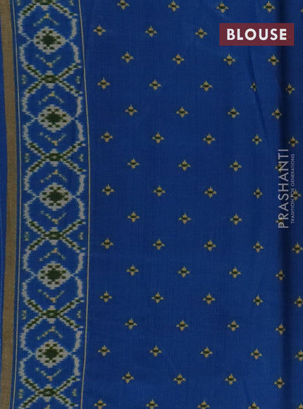 Semi patola saree green and cs blue with geometric weaves and woven border