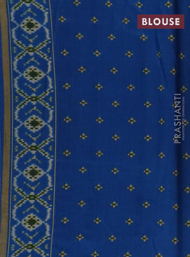 Semi patola saree green and cs blue with geometric weaves and woven border