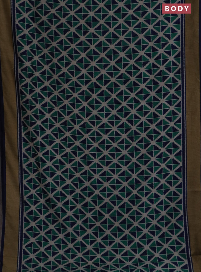 Semi patola saree teal blue and navy blue with geometric weaves and woven border