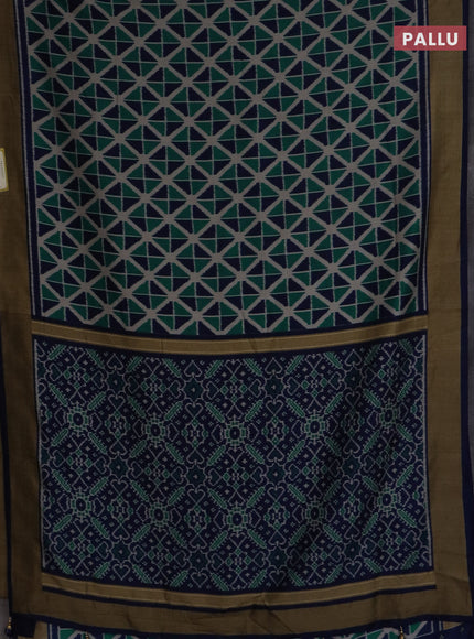 Semi patola saree teal blue and navy blue with geometric weaves and woven border