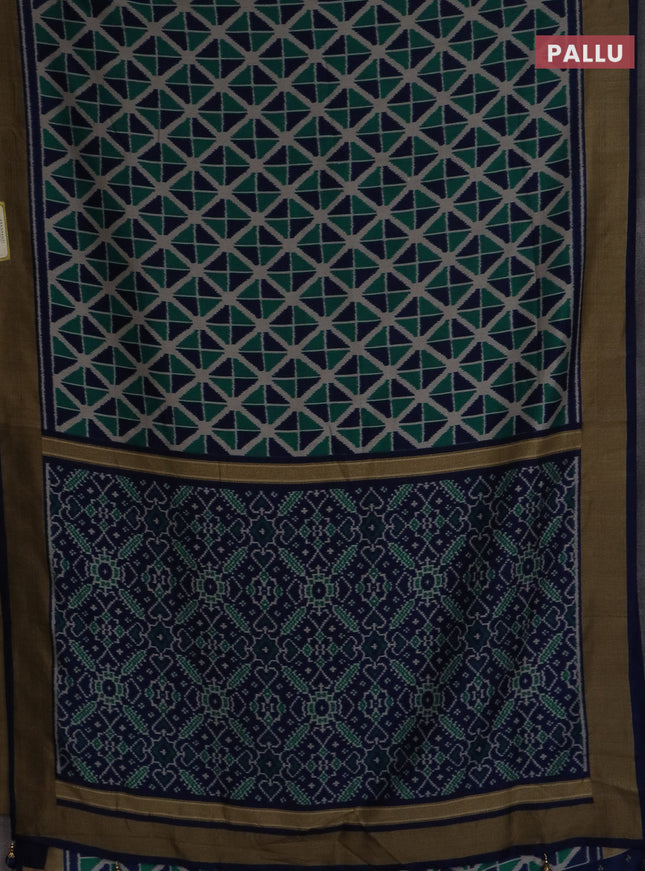 Semi patola saree teal blue and navy blue with geometric weaves and woven border