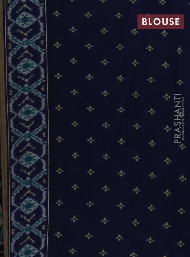 Semi patola saree teal blue and navy blue with geometric weaves and woven border