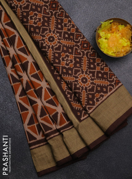 Semi patola saree rust and brown with geometric weaves and woven border