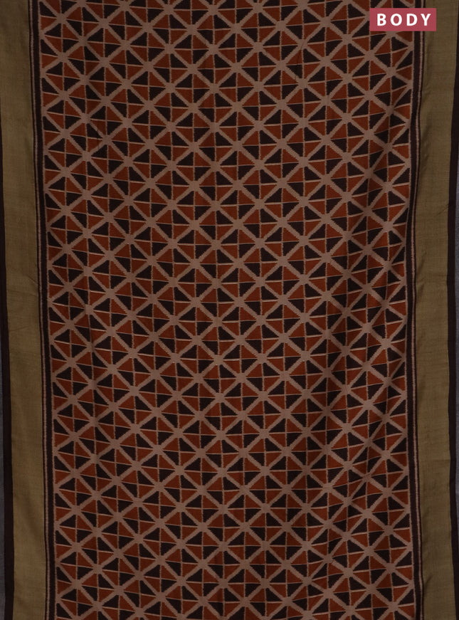 Semi patola saree rust and brown with geometric weaves and woven border