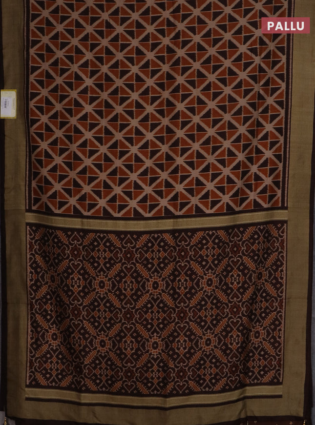 Semi patola saree rust and brown with geometric weaves and woven border