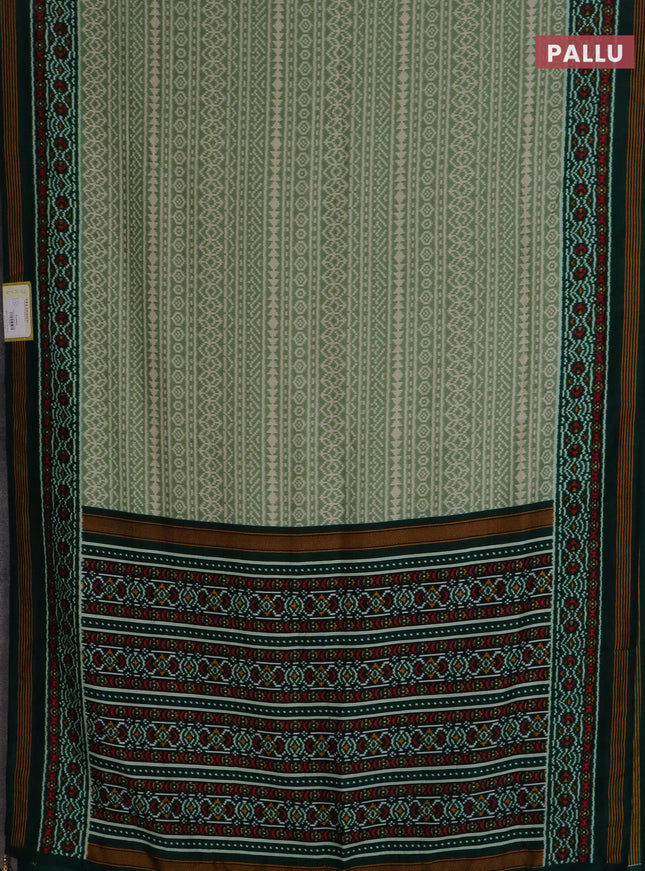 Semi patola saree pastel green and dark green with allover ikat prints and simple border