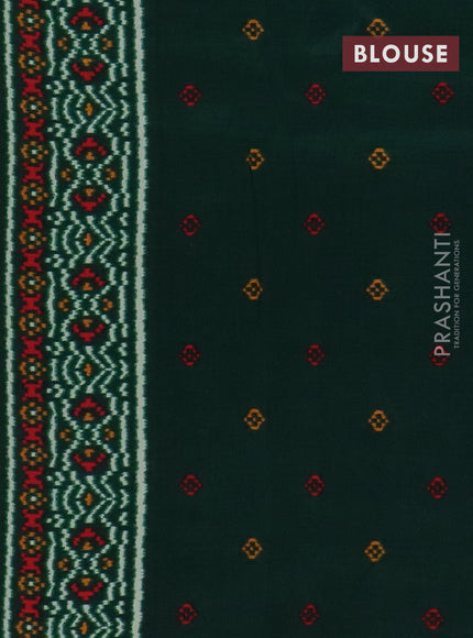 Semi patola saree pastel green and dark green with allover ikat prints and simple border