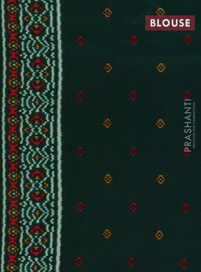 Semi patola saree pastel green and dark green with allover ikat prints and simple border