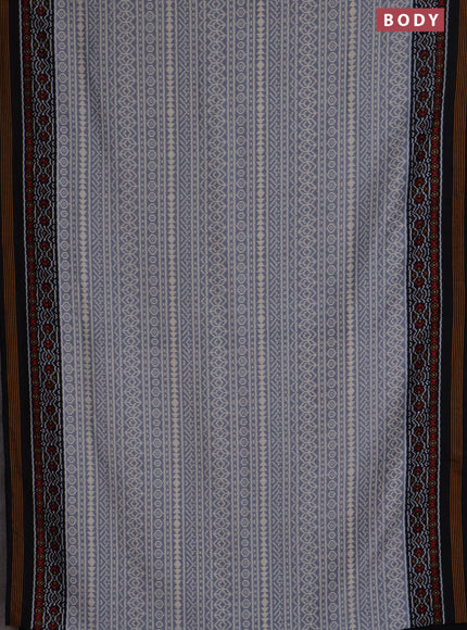 Semi patola saree grey and black with allover ikat prints and simple border