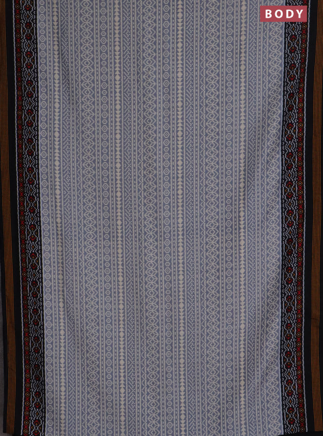 Semi patola saree grey and black with allover ikat prints and simple border