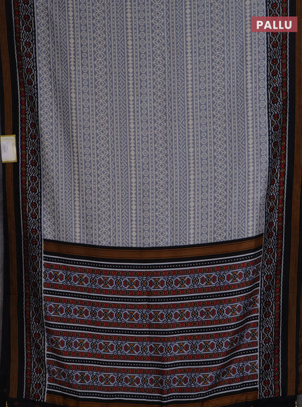 Semi patola saree grey and black with allover ikat prints and simple border