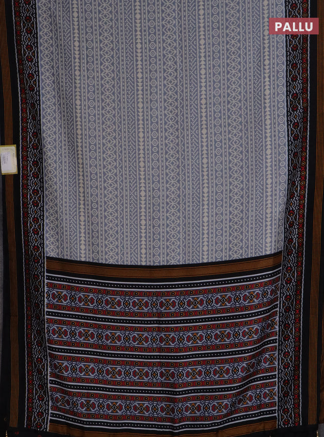 Semi patola saree grey and black with allover ikat prints and simple border