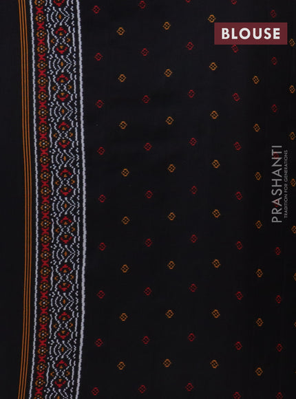 Semi patola saree grey and black with allover ikat prints and simple border