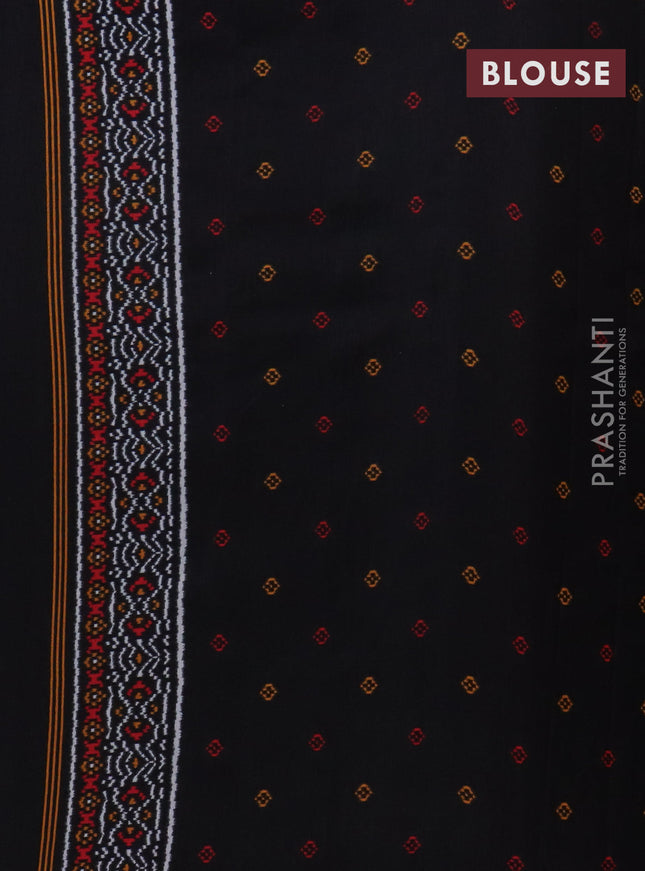 Semi patola saree grey and black with allover ikat prints and simple border