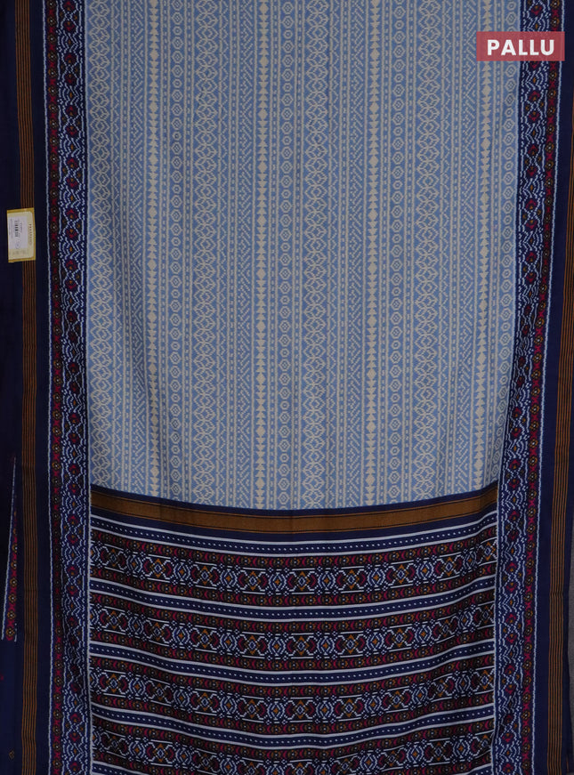 Semi patola saree light blue and peacock blue with allover ikat prints and simple border