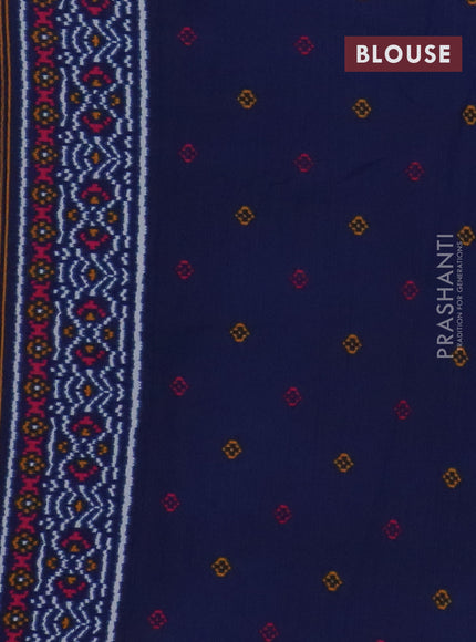 Semi patola saree light blue and peacock blue with allover ikat prints and simple border