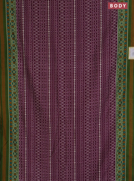 Semi patola saree wine shade and green with allover ikat prints and simple border