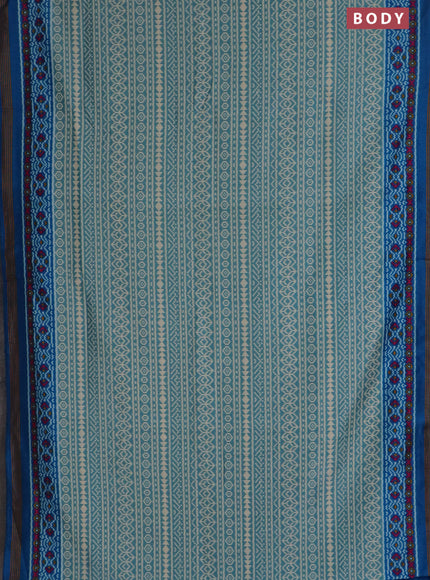 Semi patola saree pastel blue and cs blue with allover ikat prints and simple border