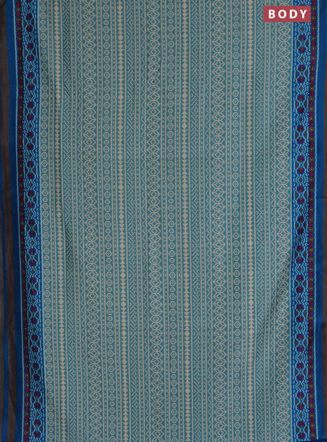 Semi patola saree pastel blue and cs blue with allover ikat prints and simple border
