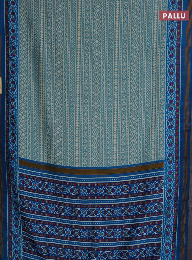 Semi patola saree pastel blue and cs blue with allover ikat prints and simple border