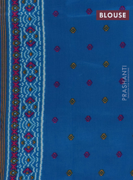 Semi patola saree pastel blue and cs blue with allover ikat prints and simple border