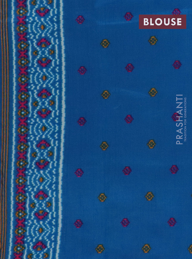Semi patola saree pastel blue and cs blue with allover ikat prints and simple border