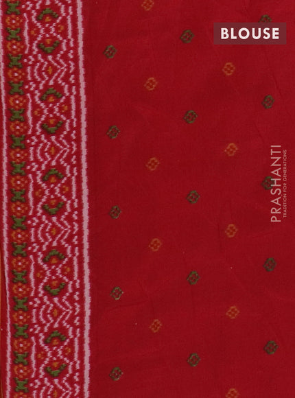Semi patola saree mustard yellow and red with allover ikat prints and simple border