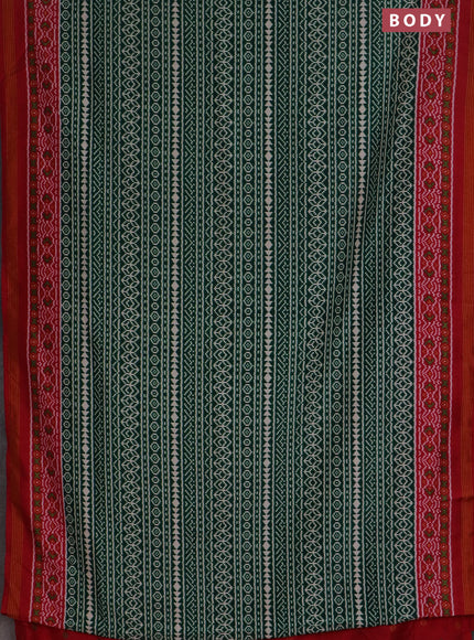 Semi patola saree green and red with allover ikat prints and simple border